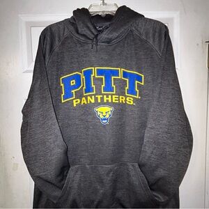 Colosseum Charcoal Hoodie with Blue and Yellow PITT Panthers Logo